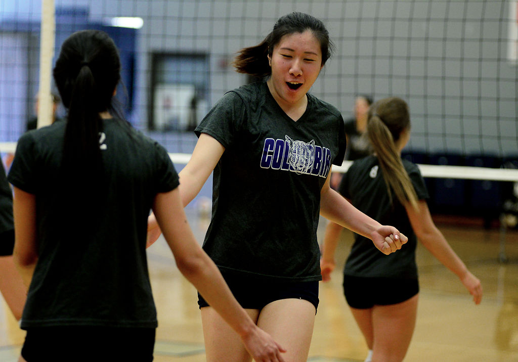 Penny Liu celebrates with a teammate
